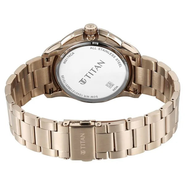 Titan Anthracite Dial Gold Stainless Steel Strap Multifunction Watch for Men