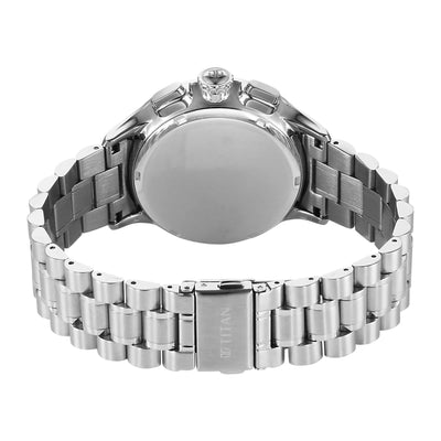 Titan Classique Black Dial Silver Stainless Steel Strap Chronograph Watch for Men