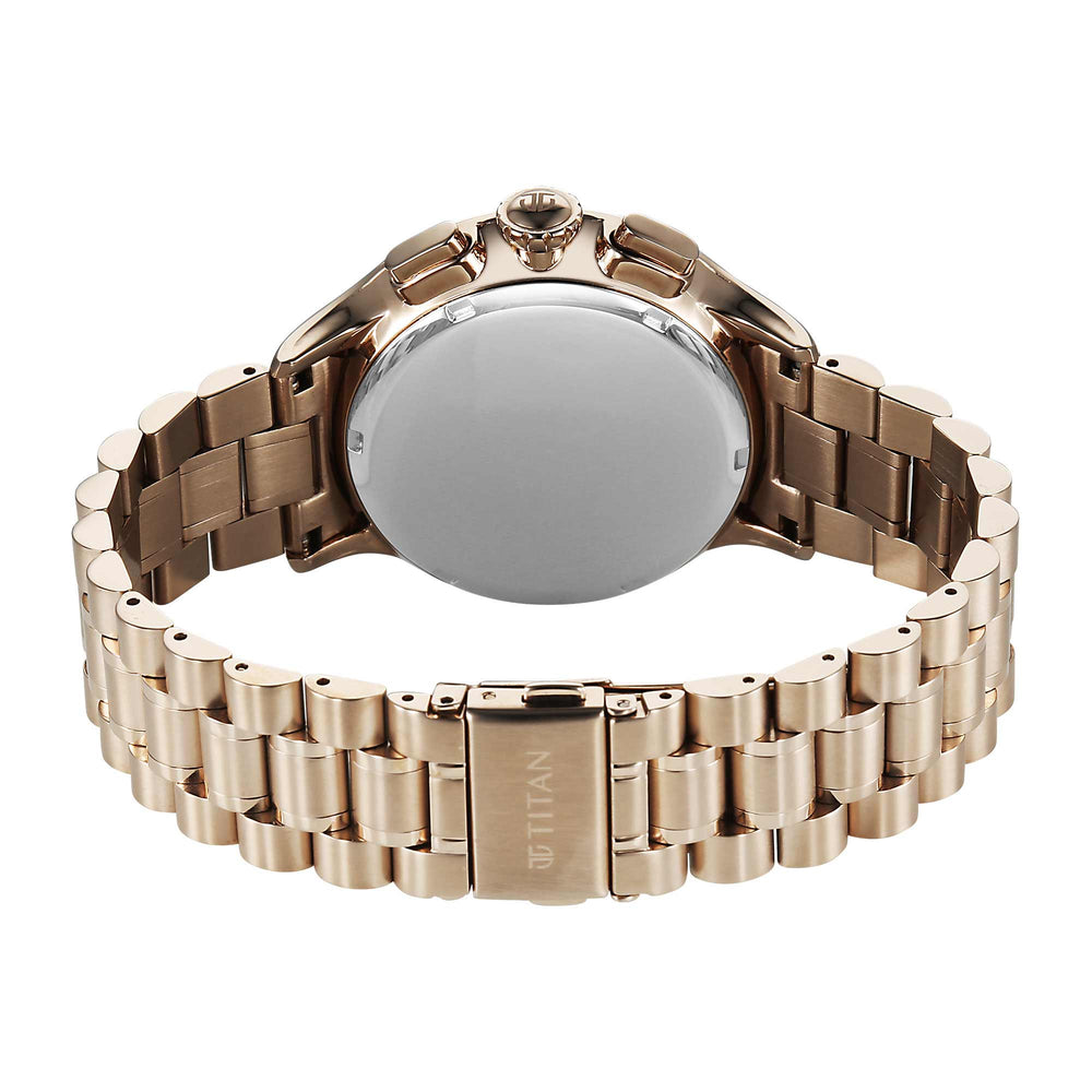 Titan Classique Anthracite Dial Gold Stainless Steel Strap Chronograph Watch for Men
