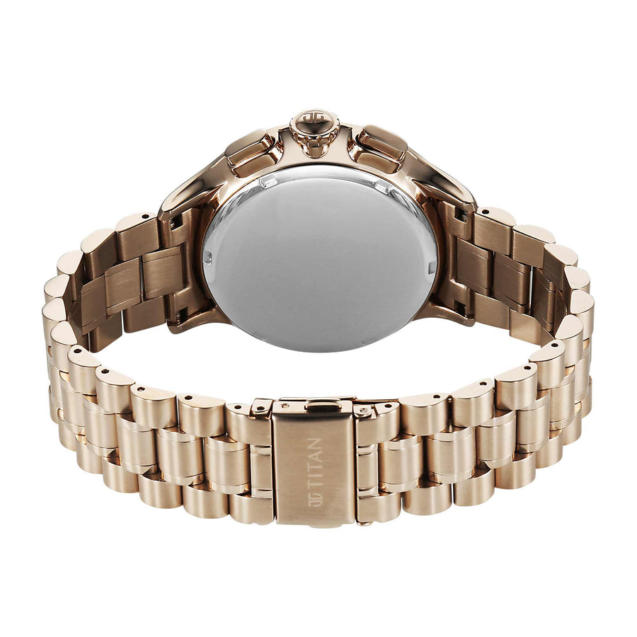 Titan Classique Anthracite Dial Gold Stainless Steel Strap Chronograph Watch for Men