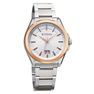 Titan Silver Dial Stainless Steel Strap Analog with Date Watch for Men