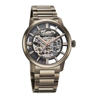 Titan Black Dial Brown Stainless Steel Strap Skeletal Automatic Watch for Men
