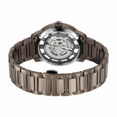 Titan Black Dial Brown Stainless Steel Strap Skeletal Automatic Watch for Men