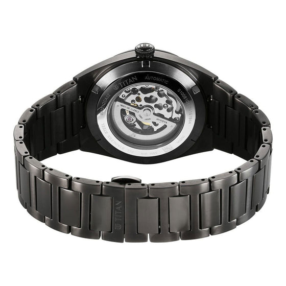 Titan Nexus Skeletal Automatic Analog with Gun Dial Gun Stainless Steel Strap Watch for Men