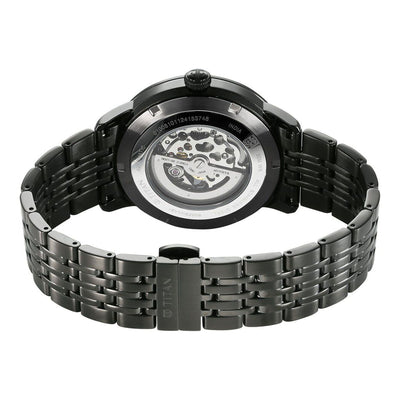 Titan Phoenix Skeletal Automatic Analog with Gun Dial Black Stainless Steel Strap Watch for Men