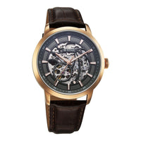 Titan Phoenix Skeletal Automatic Analog with Gun Dial Brown Leather Strap Watch for Men