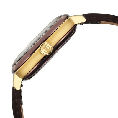Titan Beige Dial Brown Leather Watch Strap Concealed Automatic Watch for Men