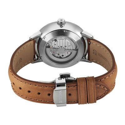 Titan Green Dial Brown Stainless Steel Strap Open Heart Automatic Watch for Men