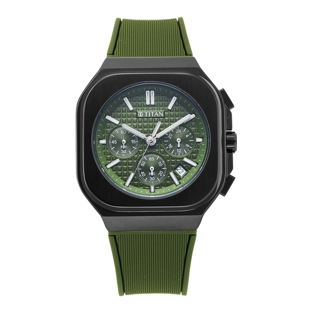 Titan Octane Green Dial Silicone Strap Multifunction Watch for Men
