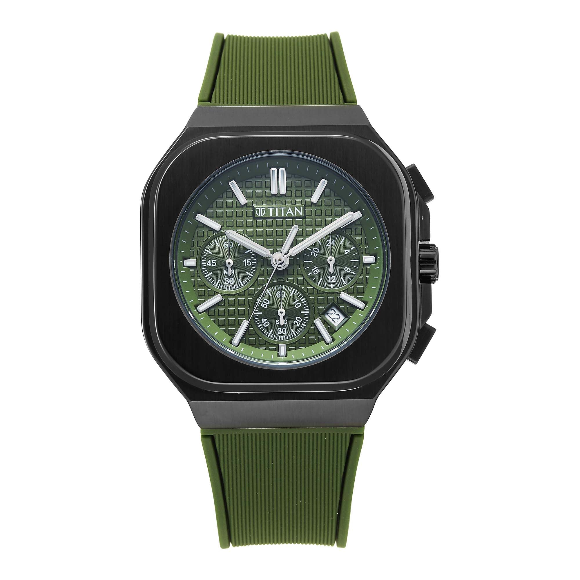 Titan Octane Green Dial Silicone Strap Multifunction Watch for Men