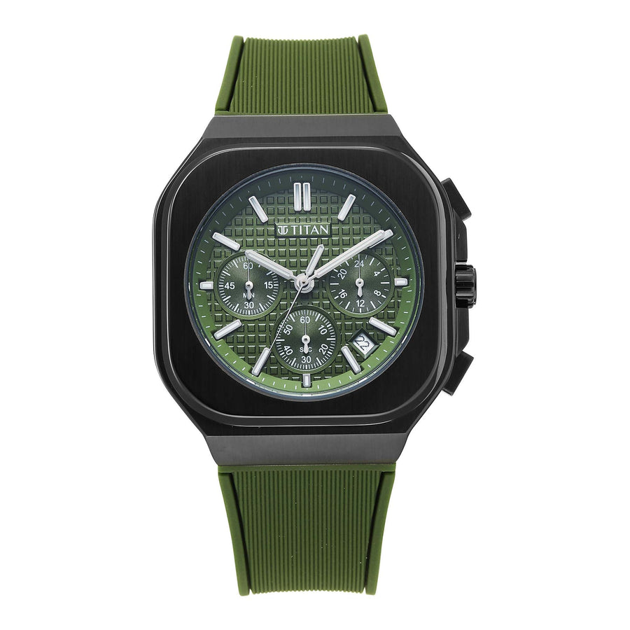 Titan Octane Green Dial Silicone Strap Multifunction Watch for Men