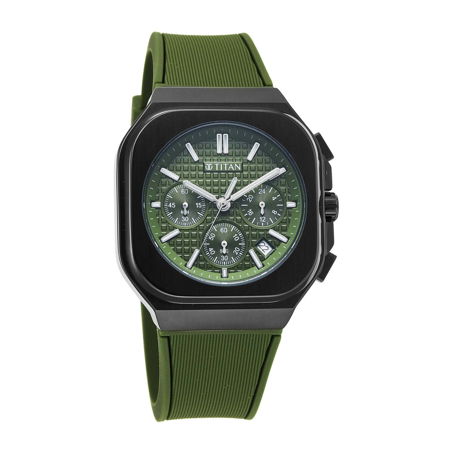 Titan Octane Green Dial Silicone Strap Multifunction Watch for Men