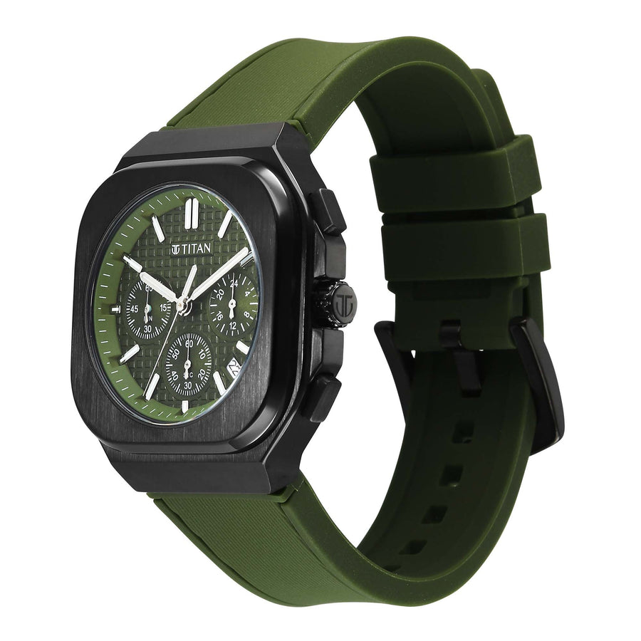 Titan Octane Green Dial Silicone Strap Multifunction Watch for Men