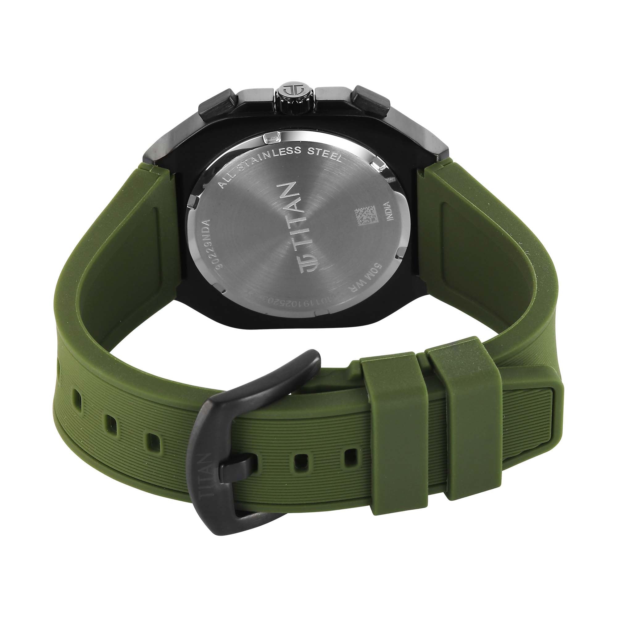 Titan Octane Green Dial Silicone Strap Multifunction Watch for Men