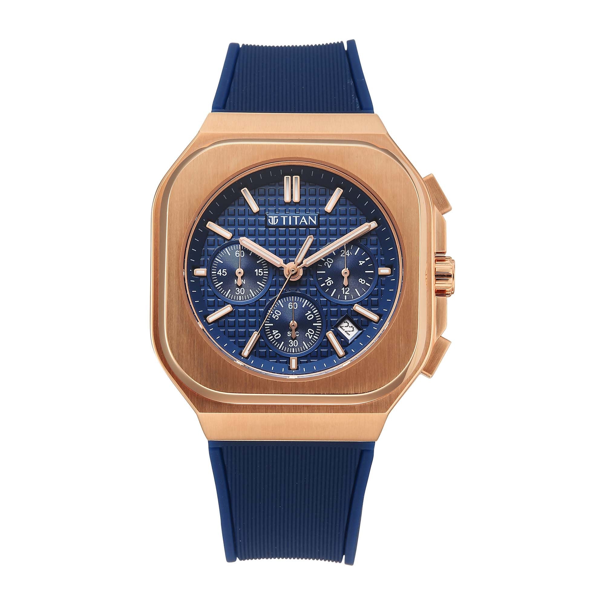 Titan Octane Blue Dial Silicone Strap Multifunction Watch for Men
