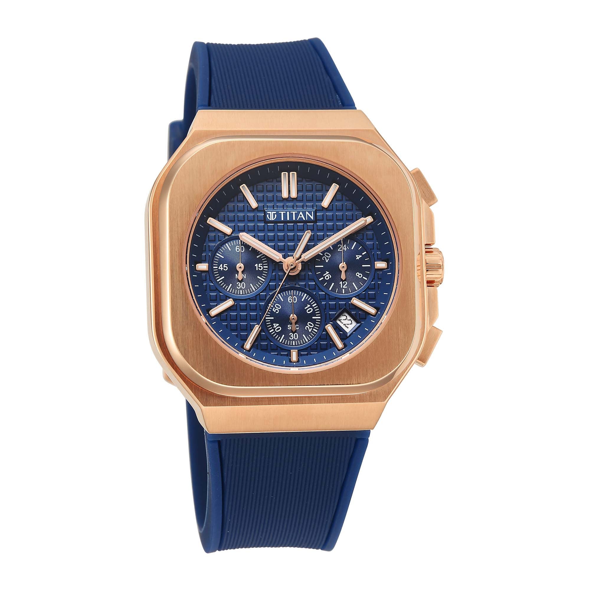 Titan Octane Blue Dial Silicone Strap Multifunction Watch for Men