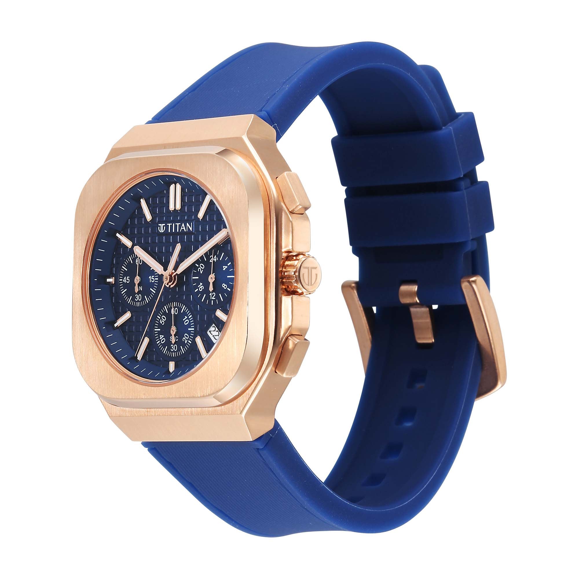 Titan Octane Blue Dial Silicone Strap Multifunction Watch for Men