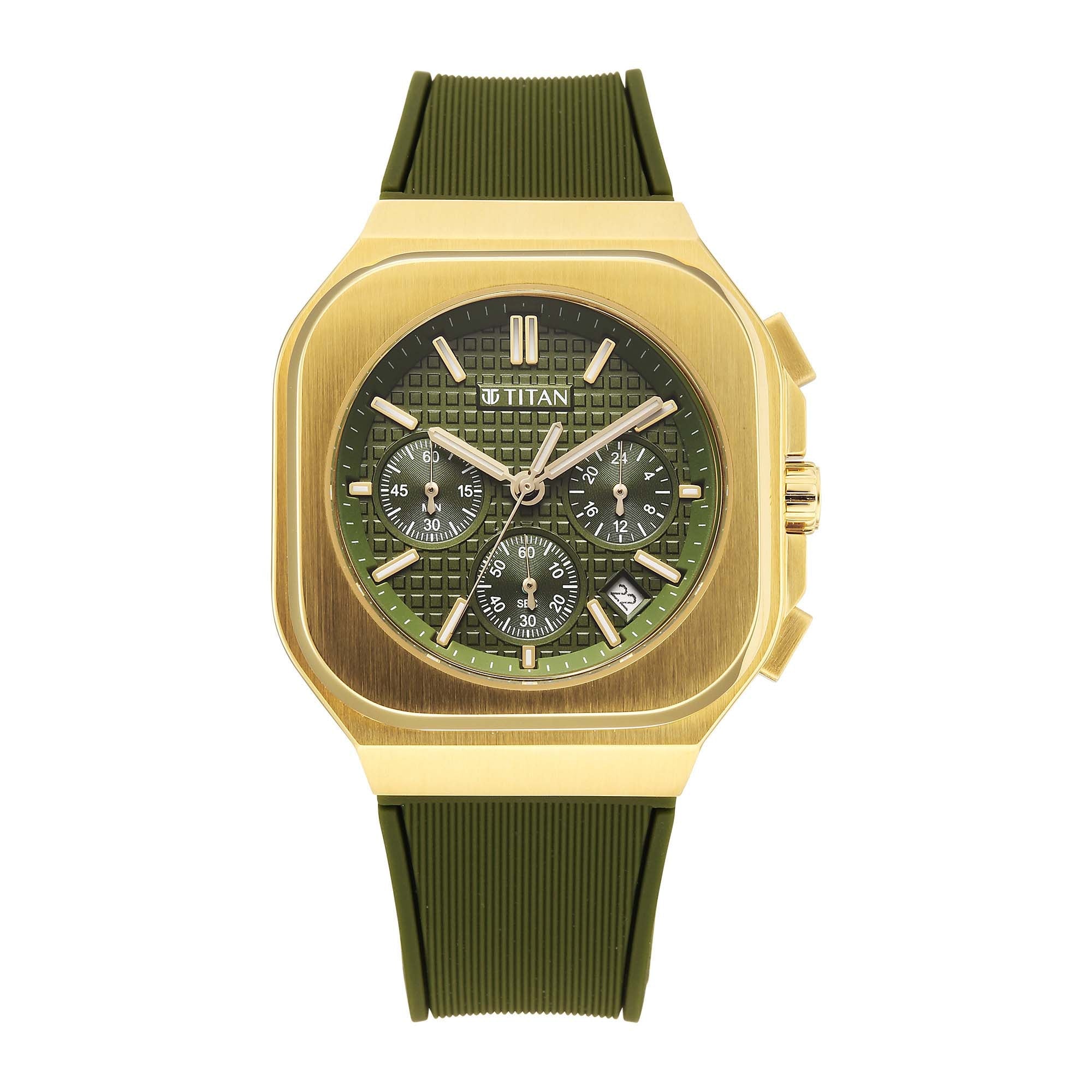 Titan Octane Green Dial Silicone Strap Multifunction Watch for Men