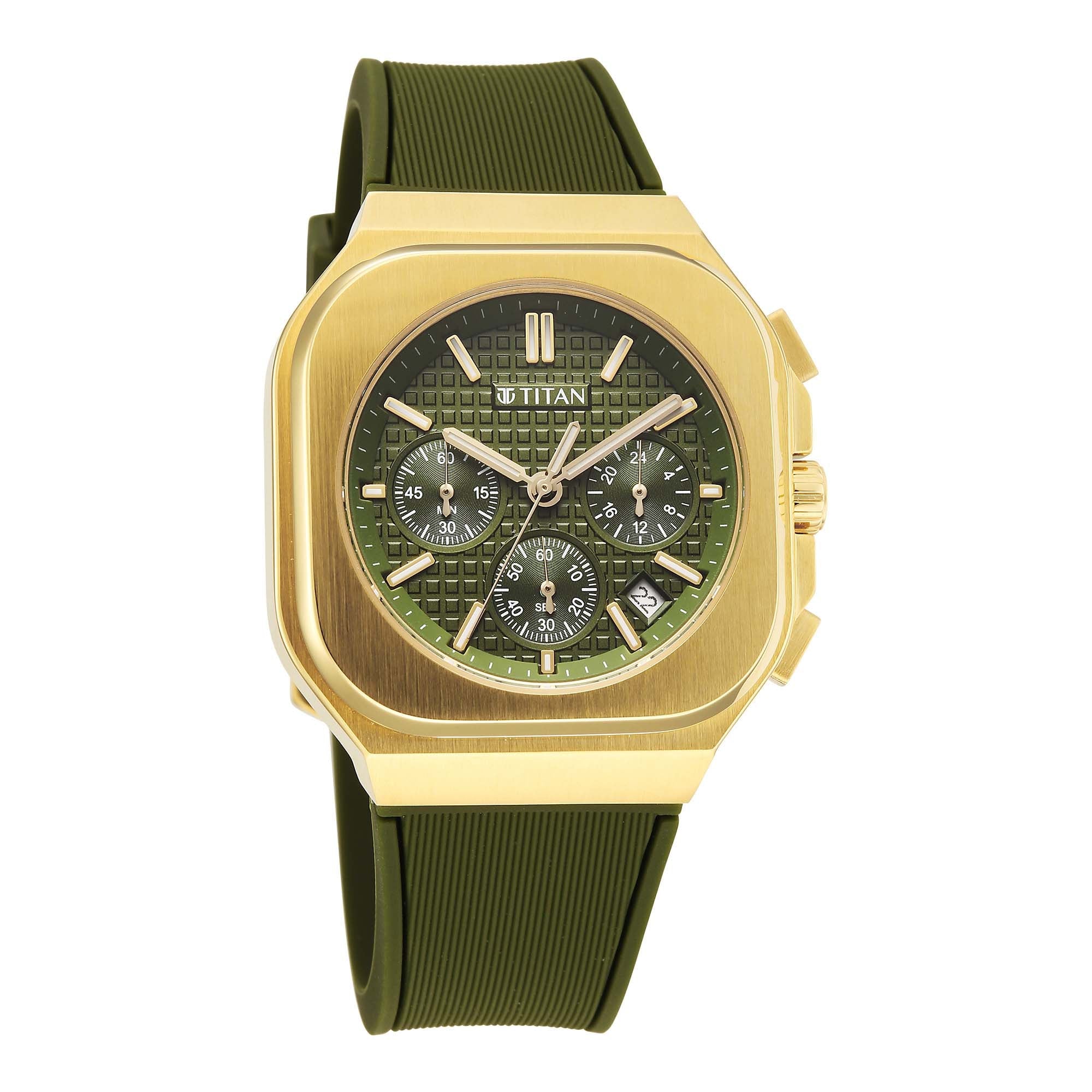 Titan Octane Green Dial Silicone Strap Multifunction Watch for Men