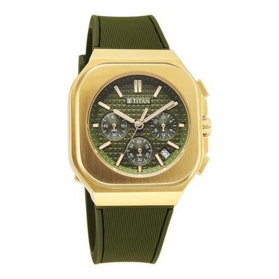 Titan Octane Green Dial Silicone Strap Multifunction Watch for Men