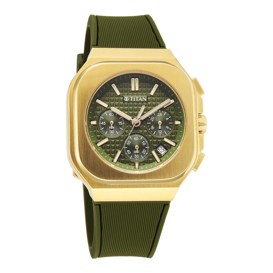 Titan Octane Green Dial Silicone Strap Multifunction Watch for Men