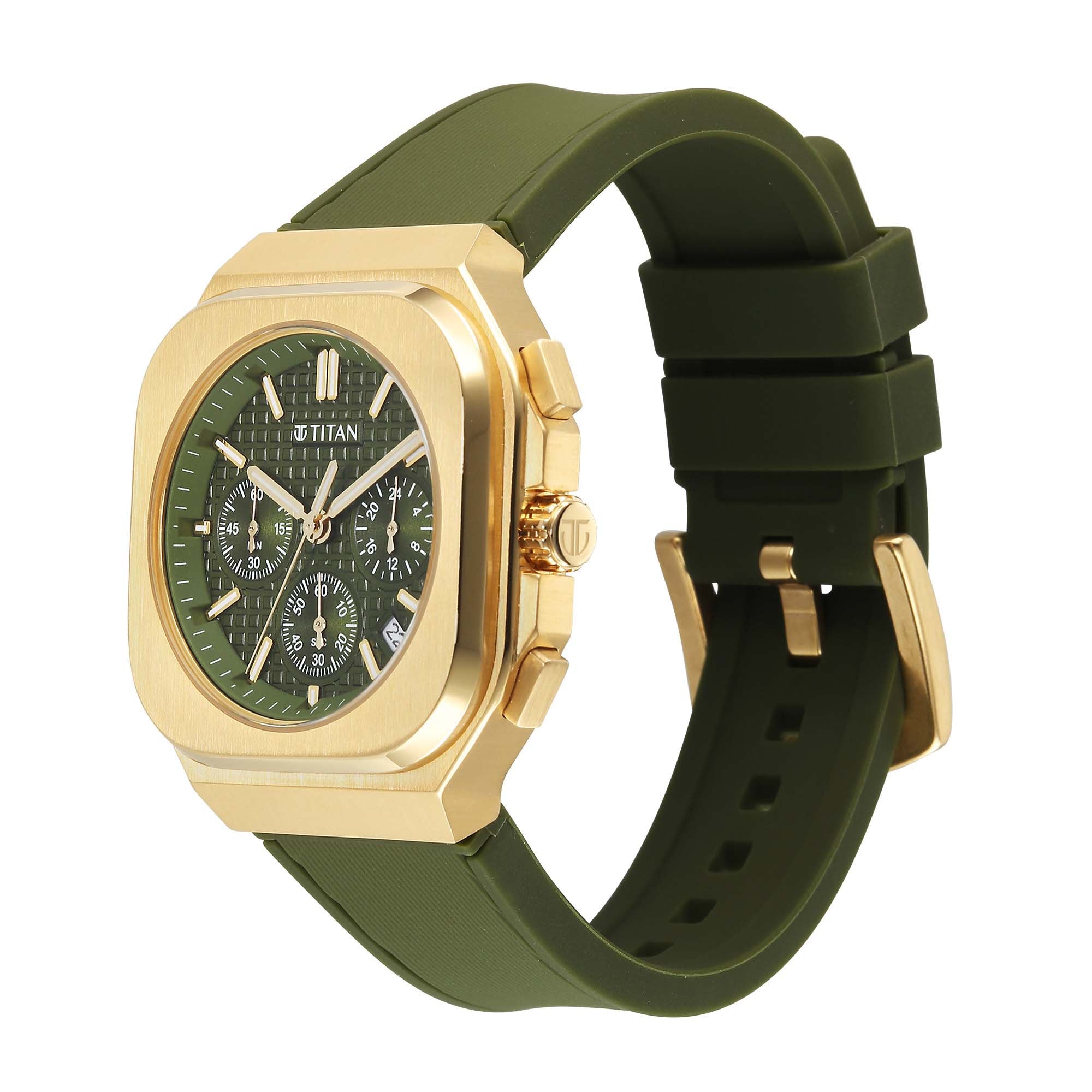 Titan Octane Green Dial Silicone Strap Multifunction Watch for Men