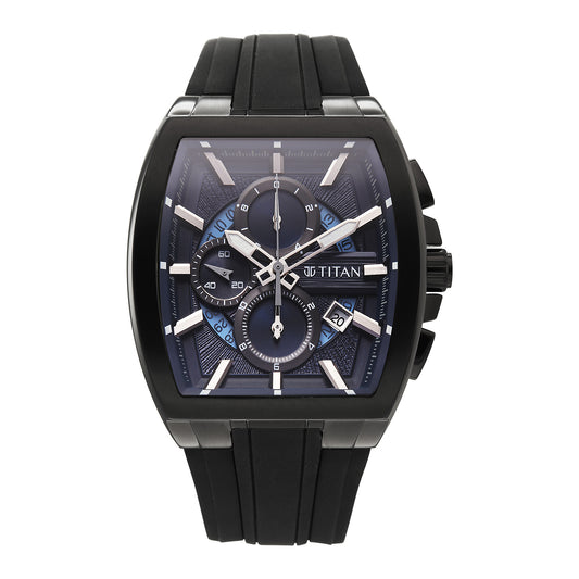 Titan Sport Black Dial Silicone Strap Multifunction Watch For Men