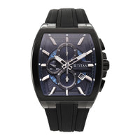 Titan Sport Black Dial Silicone Strap Multifunction Watch For Men