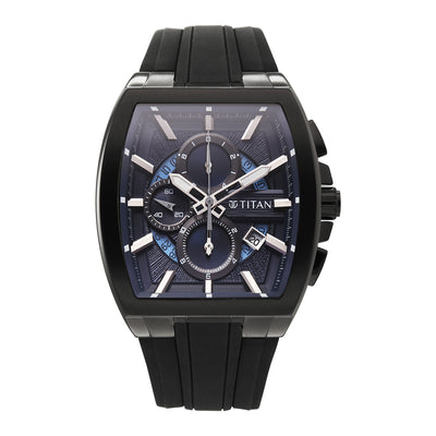 Titan Sport Black Dial Silicone Strap Multifunction Watch For Men