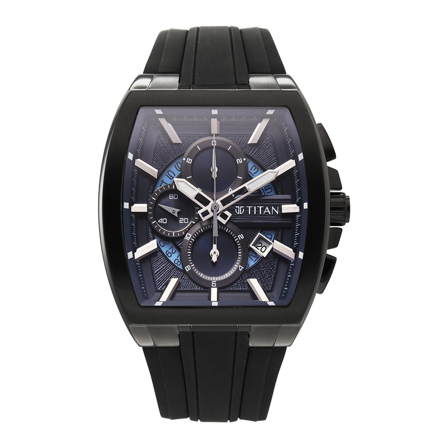 Titan Sport Black Dial Silicone Strap Multifunction Watch For Men