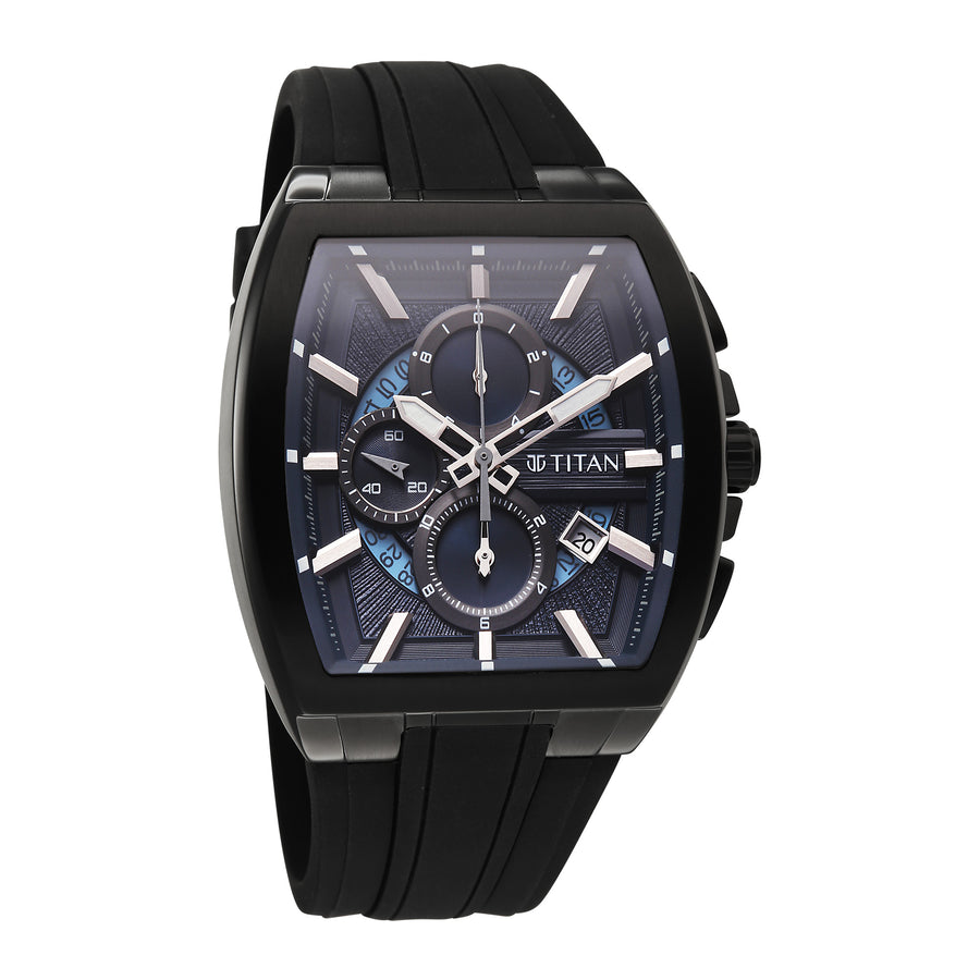 Titan Sport Black Dial Silicone Strap Multifunction Watch For Men