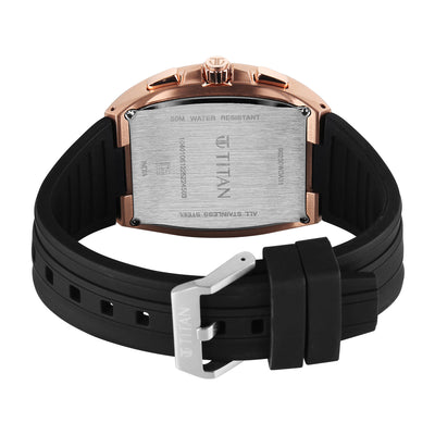 Titan Sport Black Rectangle Dial Silicone Strap Multifunction Watch For Men