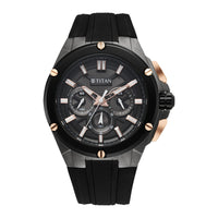 Titan Sport Grey Round Dial Black Silicone Strap Multifunction Watch For Men