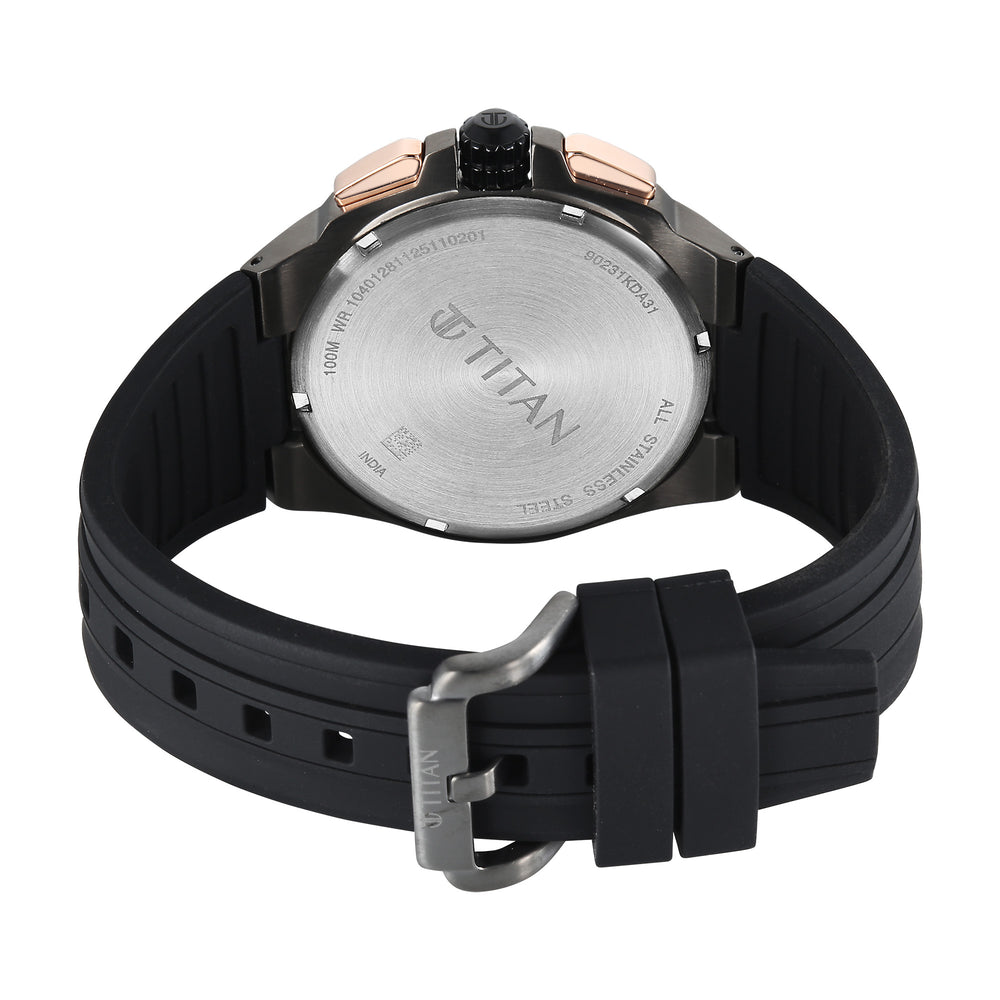 Titan Sport Grey Round Dial Black Silicone Strap Multifunction Watch For Men