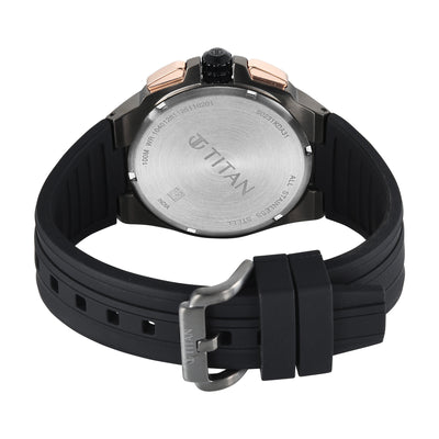 Titan Sport Grey Round Dial Black Silicone Strap Multifunction Watch For Men