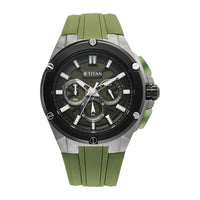 Titan Sport Green Round Dial Silicone Strap Multifunction Watch For Men