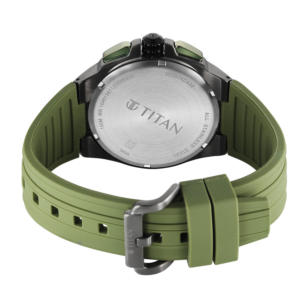 Titan Sport Green Round Dial Silicone Strap Multifunction Watch For Men