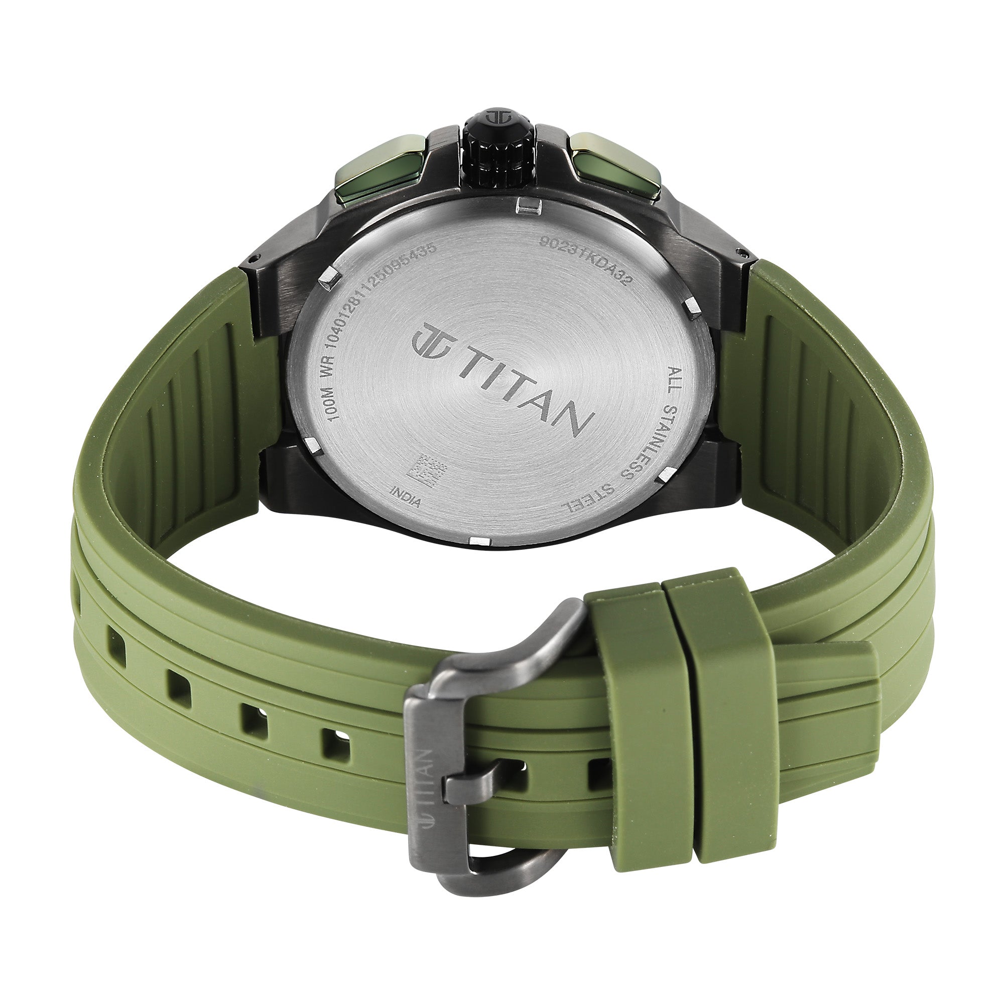 Titan Sport Green Round Dial Silicone Strap Multifunction Watch For Men
