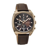 Titan Fashion Sport Brown Special Dial Leather Strap Multifunction Watch for Men