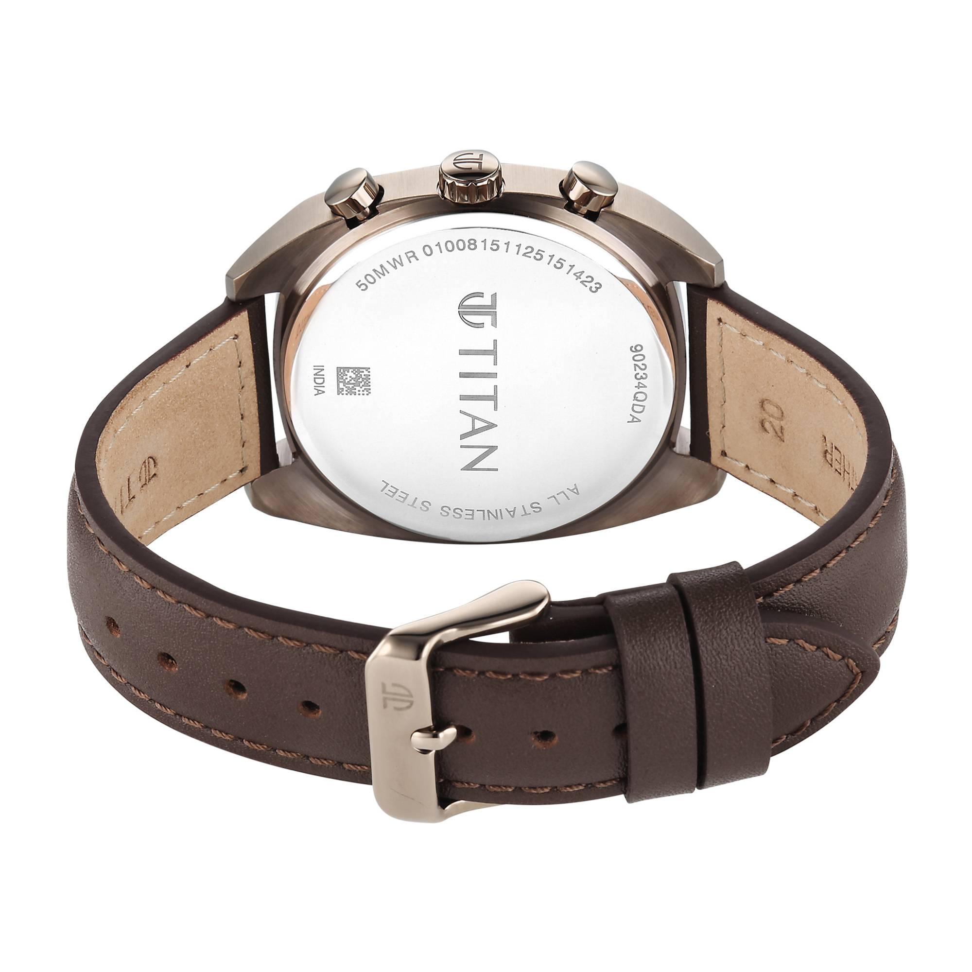 Titan Fashion Sport Brown Special Dial Leather Strap Multifunction Watch for Men