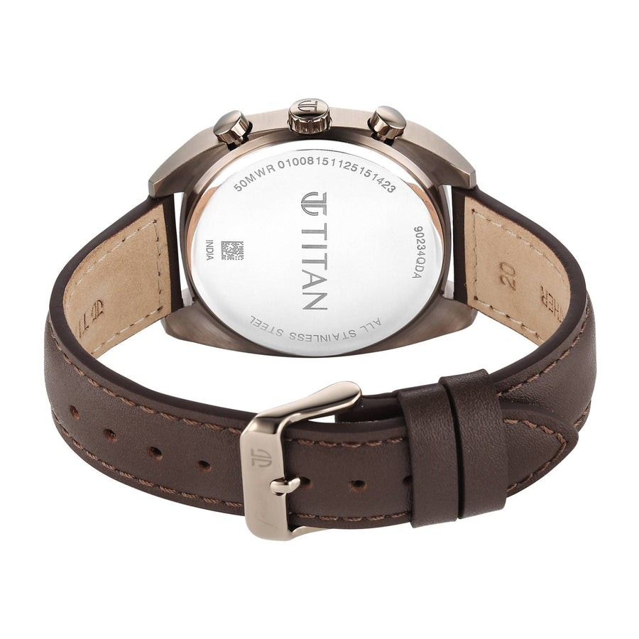 Titan Fashion Sport Brown Special Dial Leather Strap Multifunction Watch for Men