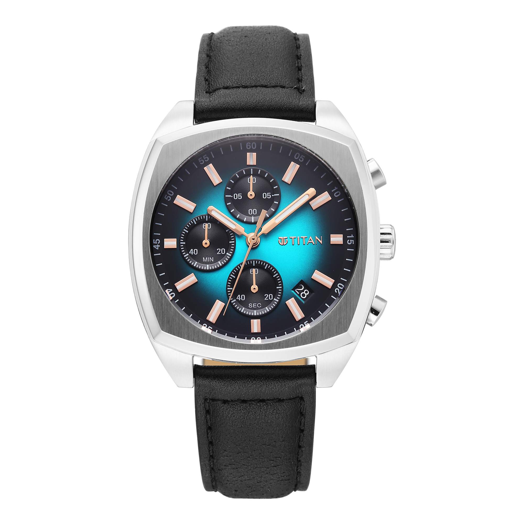Titan Fashion Sport Blue Special Dial Leather Strap Multifunction Watch for Men
