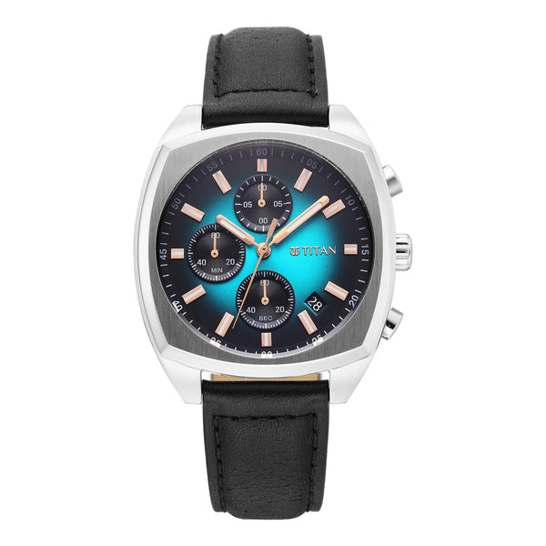 Titan Fashion Sport Blue Special Dial Leather Strap Multifunction Watch for Men