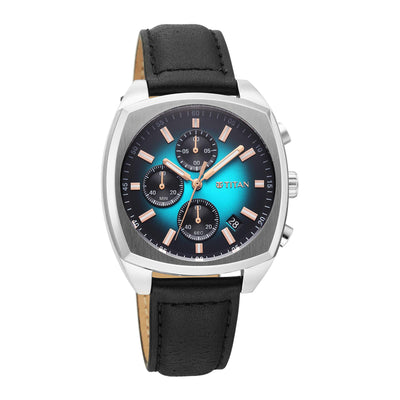 Titan Fashion Sport Blue Special Dial Leather Strap Multifunction Watch for Men