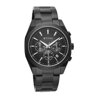 Titan Fashion Sport Black Dial Black Stainless Steel Strap Multifunction Watch for Men