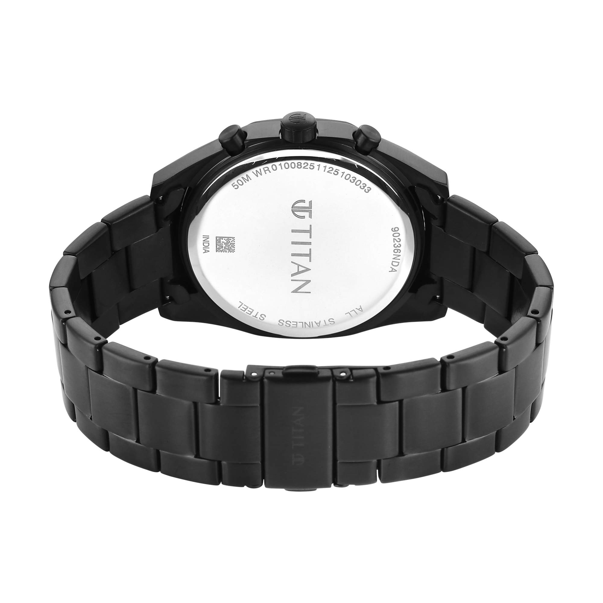 Titan Fashion Sport Black Dial Black Stainless Steel Strap Multifunction Watch for Men