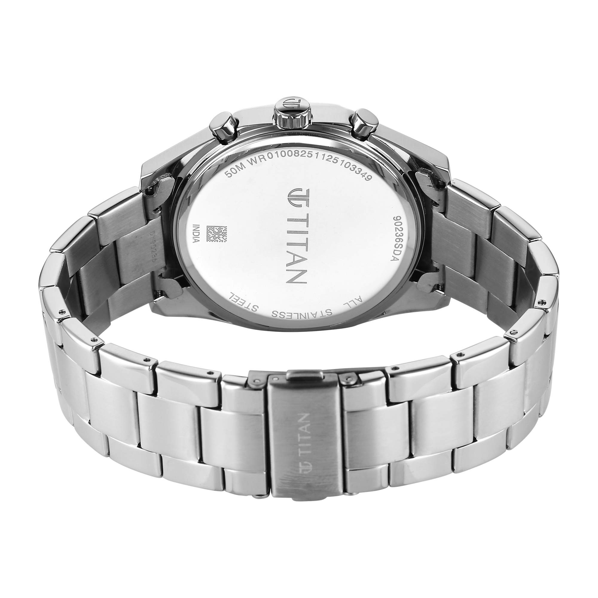 Titan Fashion Sport Blue Dial Silver Stainless Steel Strap Multifunction Watch for Men