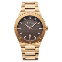 Titan Regalia Brown Dial Rose Gold Stainless Steel Analog with Date Watch for Men