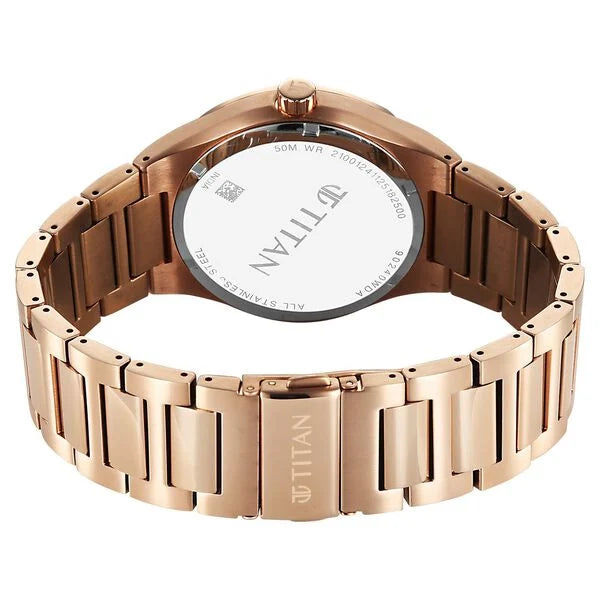 Titan Regalia Brown Dial Rose Gold Stainless Steel Analog with Date Watch for Men