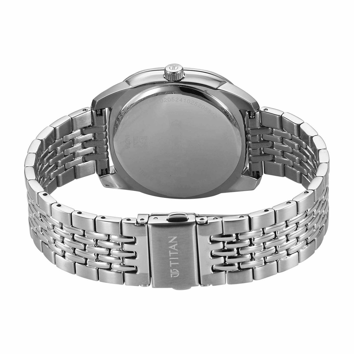 Titan Green Square Dial Silver Stainless Steel Strap Analog with Date Watch for Men